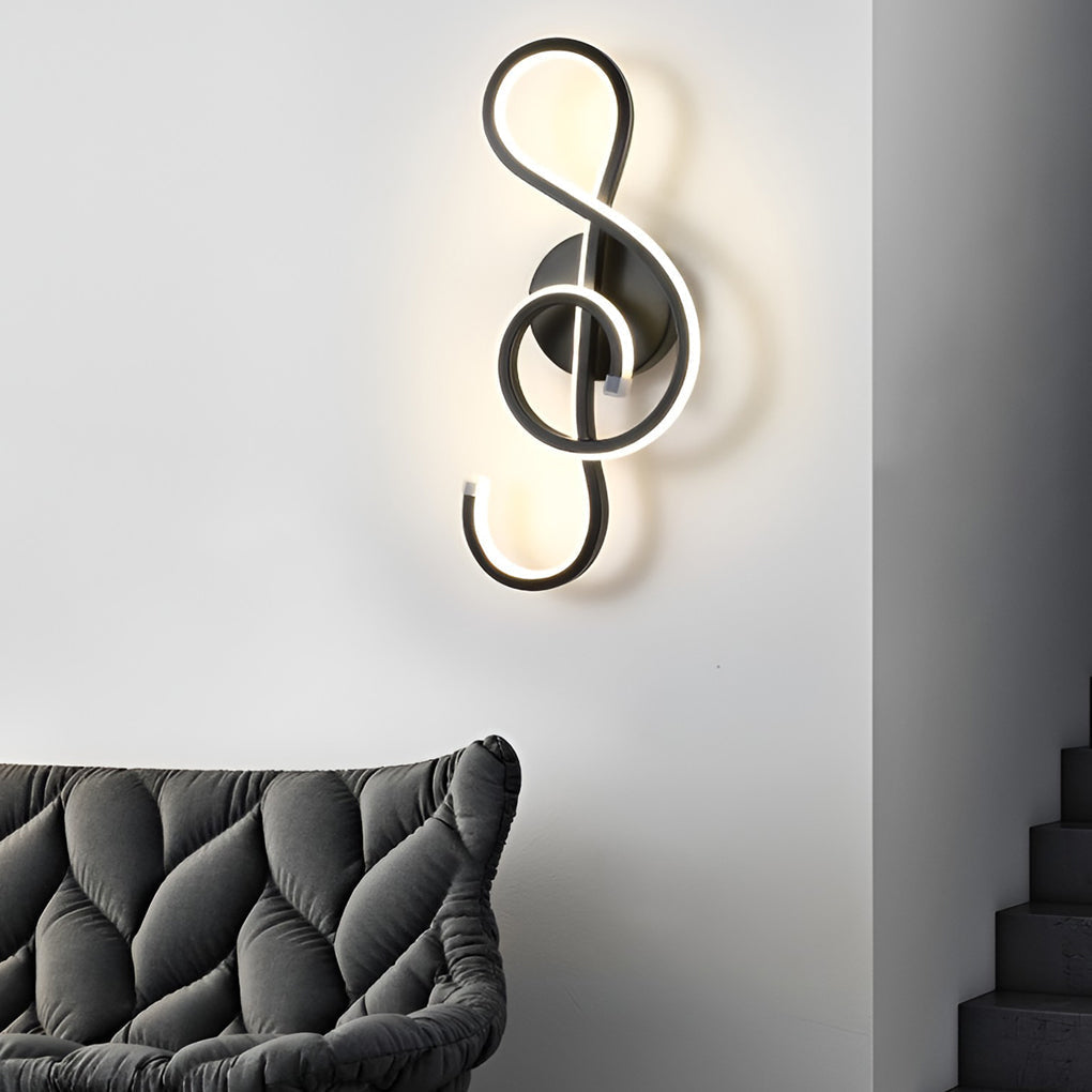 Artistic Musical Note Shape LED Wall Lamp with Electroplated Aluminum Finish