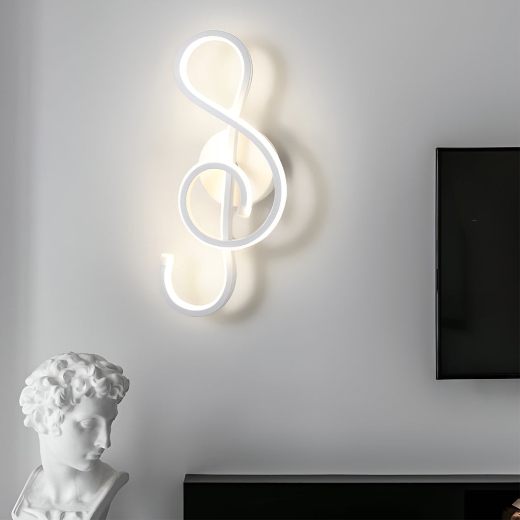 Artistic Musical Note Shape LED Wall Lamp with Electroplated Aluminum Finish