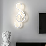 Artistic Musical Note Shape LED Wall Lamp with Electroplated Aluminum Finish
