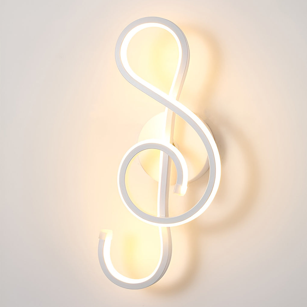 Artistic Musical Note Shape LED Wall Lamp with Electroplated Aluminum Finish