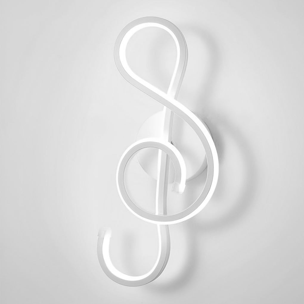 Artistic Musical Note Shape LED Wall Lamp with Electroplated Aluminum Finish