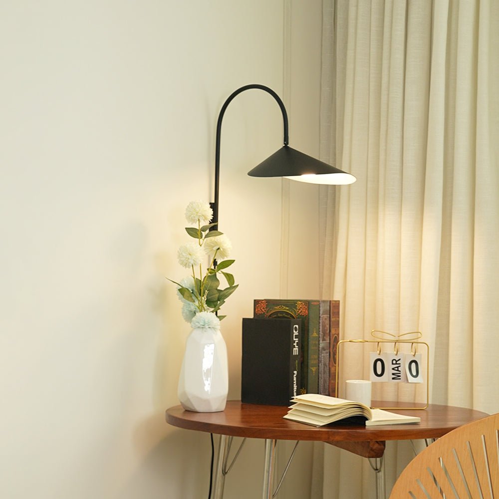 Arum Swivel Bracket Wall Lamp with Adjustable Curved Shade for Modern Interiors