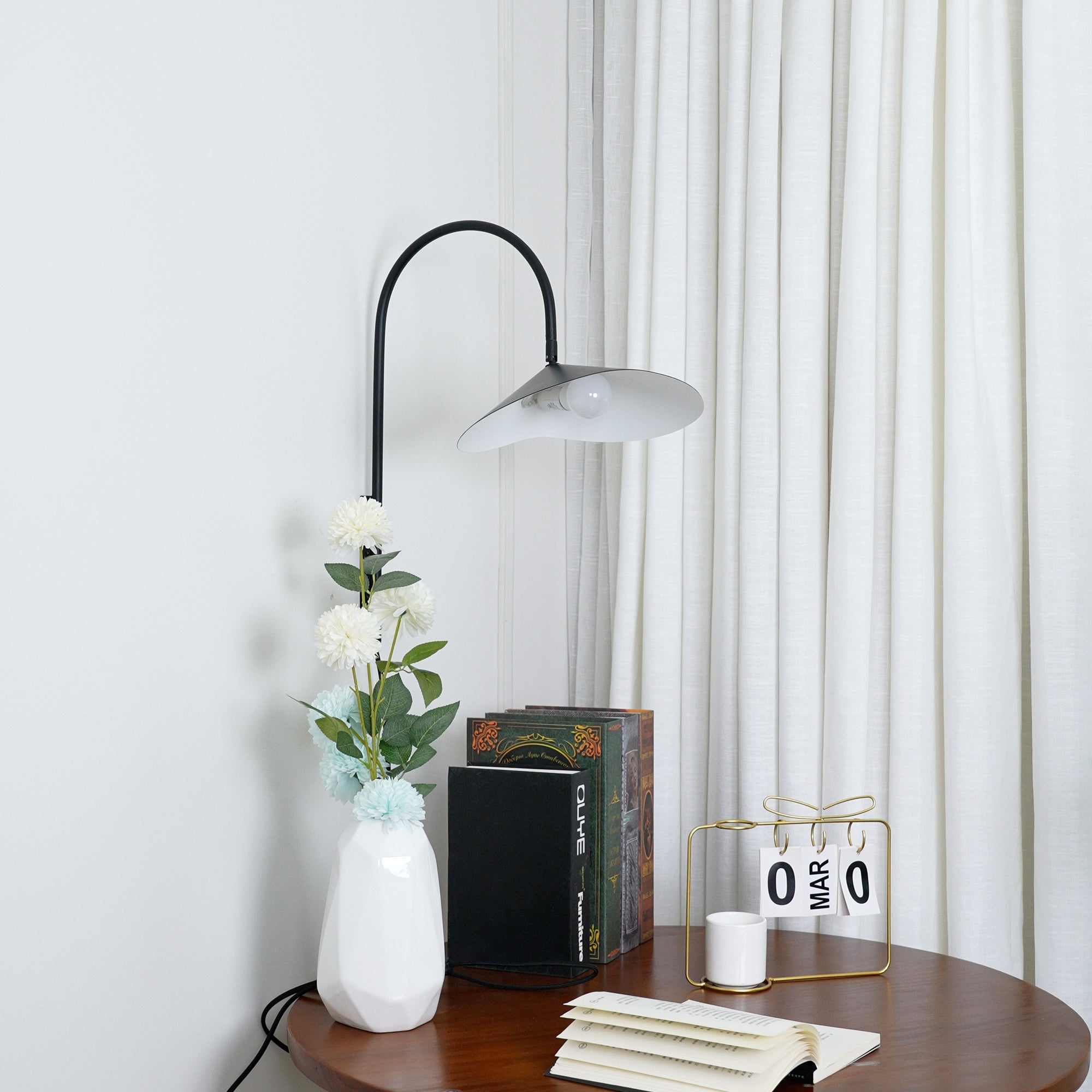 Arum Swivel Bracket Wall Lamp with Adjustable Curved Shade for Modern Interiors