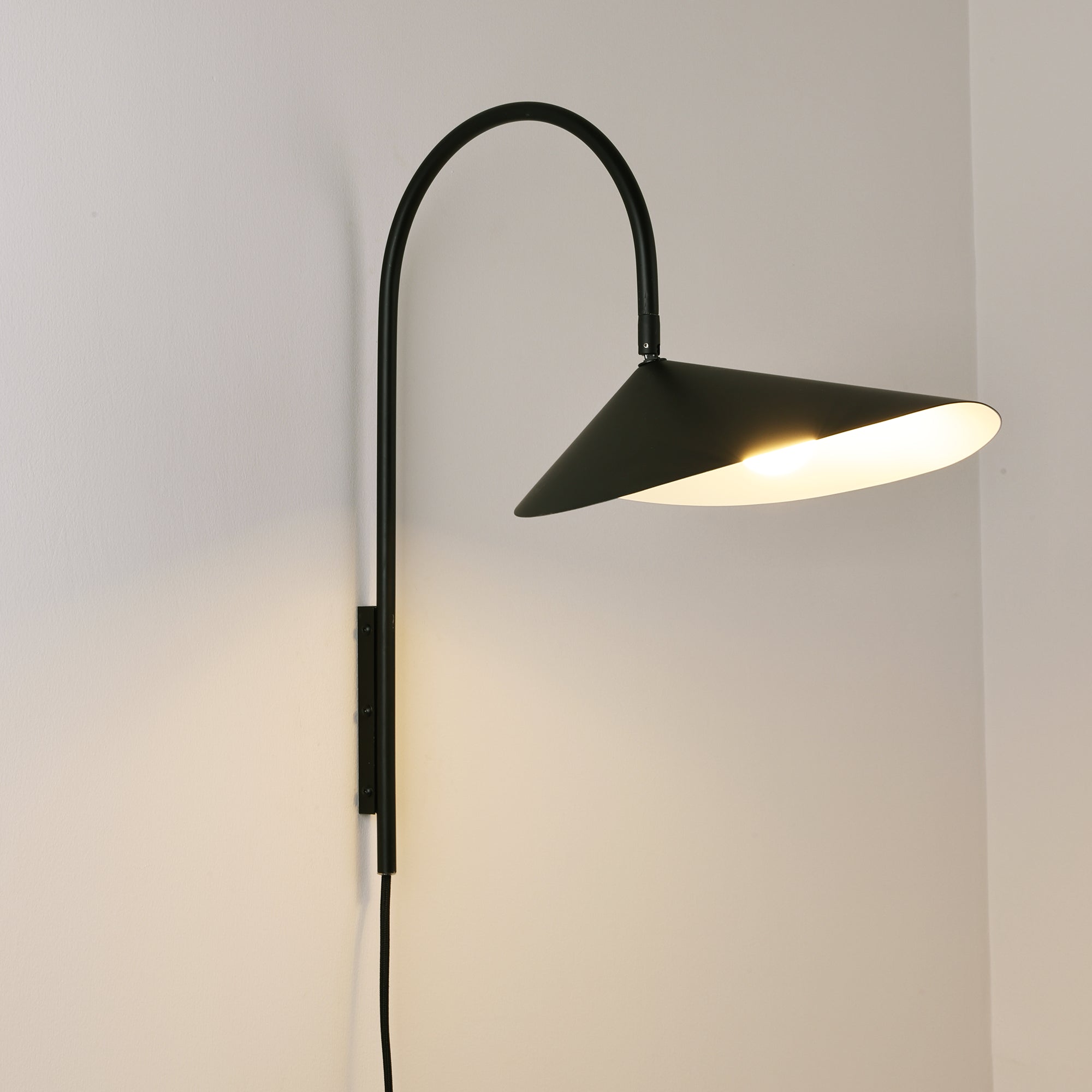 Arum Swivel Bracket Wall Lamp with Adjustable Curved Shade for Modern Interiors