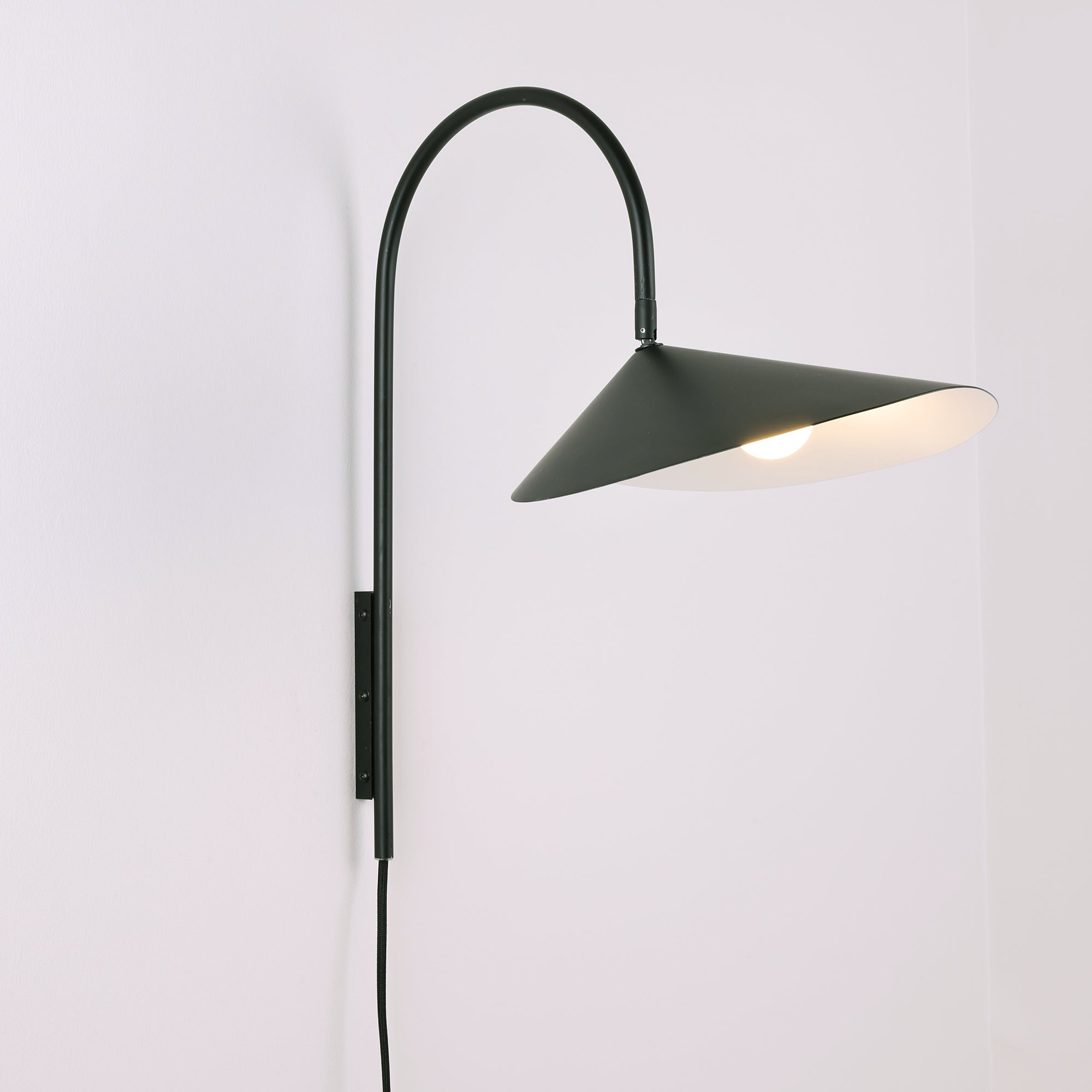 Arum Swivel Bracket Wall Lamp with Adjustable Curved Shade for Modern Interiors
