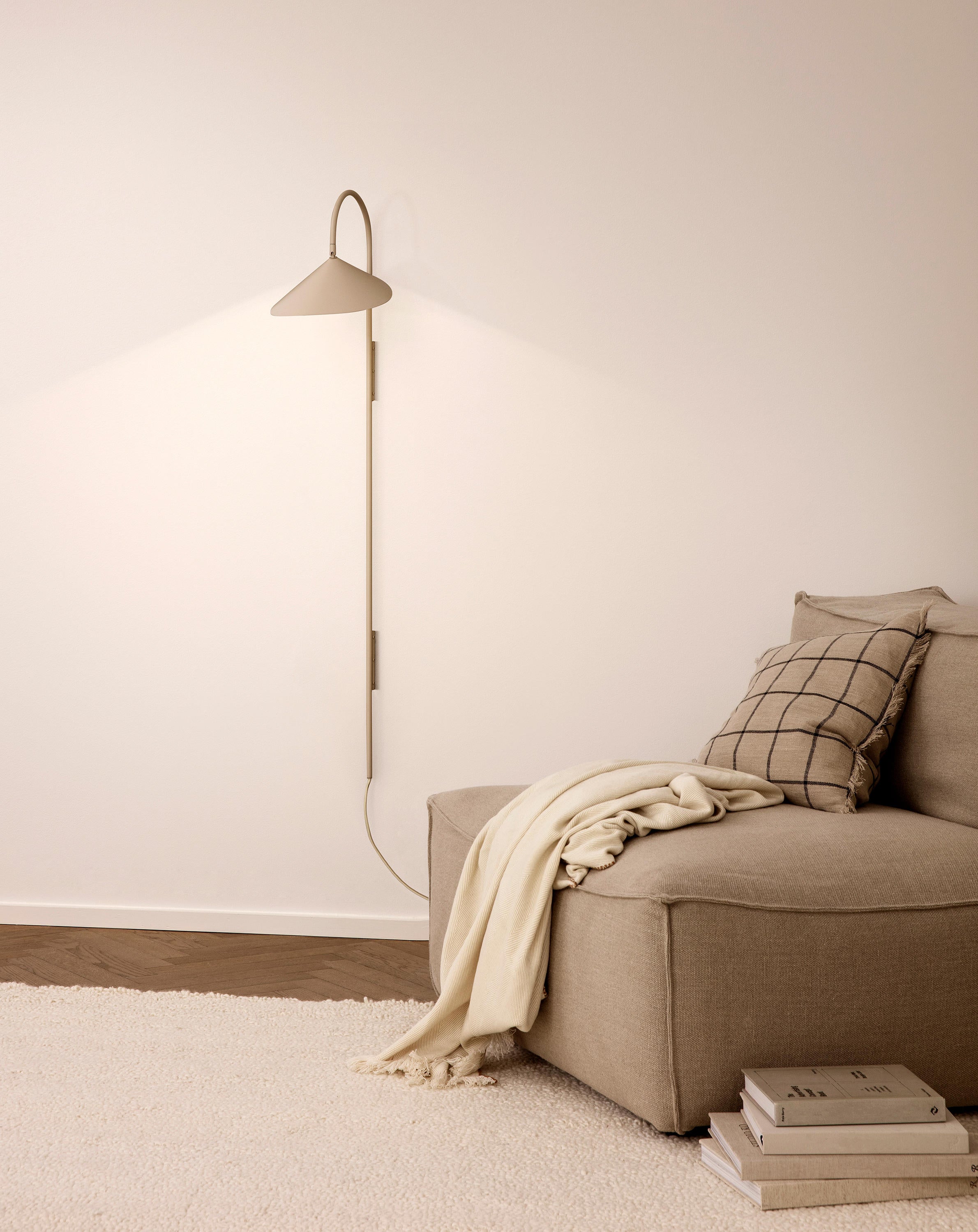 Arum Swivel Bracket Wall Lamp with Adjustable Curved Shade for Modern Interiors