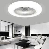 20 Inch Enclosed Bladeless Ceiling Fan with Dimmable LED Light Flush Mount Low Profile Fixture