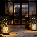 Asian Inspired Hollow Carved Garden Post Light IP54 Outdoor Landscape Pillar Lamp for Pathways