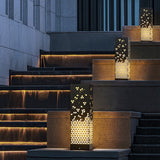 Asian Inspired Hollow Carved Garden Post Light IP54 Outdoor Landscape Pillar Lamp for Pathways