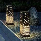 Asian Inspired Hollow Carved Garden Post Light IP54 Outdoor Landscape Pillar Lamp for Pathways