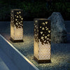 Asian Inspired Hollow Carved Garden Post Light IP54 Outdoor Landscape Pillar Lamp for Pathways