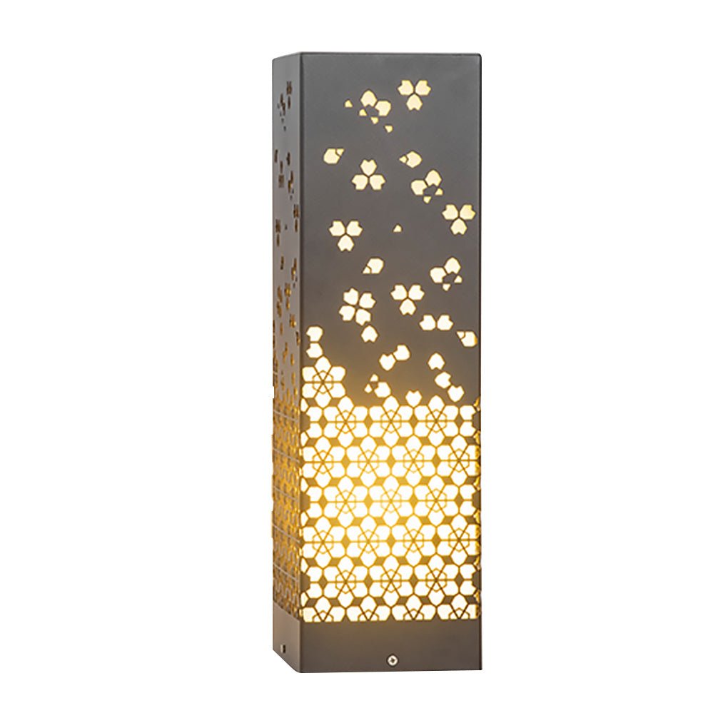 Asian Inspired Hollow Carved Garden Post Light IP54 Outdoor Landscape Pillar Lamp for Pathways