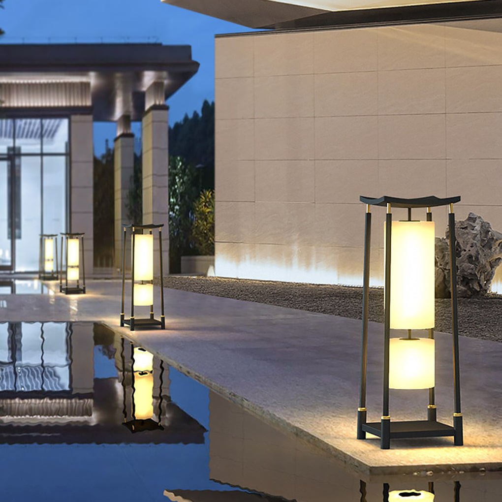 Asian Inspired Outdoor Garden Post Light Waterproof LED Landscape Pathway Lamp for Villa Courtyard
