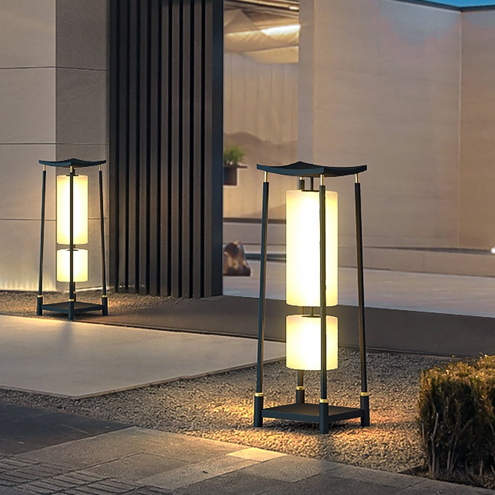 Asian Inspired Outdoor Garden Post Light Waterproof LED Landscape Pathway Lamp for Villa Courtyard