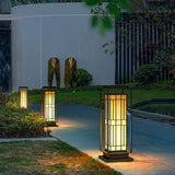 Asian Inspired Square Outdoor Path Lights Solar Powered LED Garden Decor Landscape Lighting