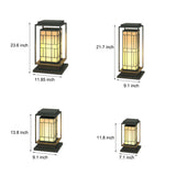 Asian Inspired Square Outdoor Path Lights Solar Powered LED Garden Decor Landscape Lighting