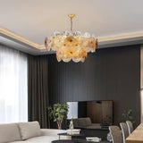 Aster Modern Glass Chandelier Pendant Light for Living Room and Dining Areas in Gold Finish