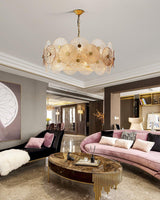 Aster Modern Glass Chandelier Pendant Light for Living Room and Dining Areas in Gold Finish