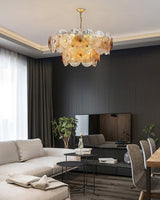 Aster Modern Glass Chandelier Pendant Light for Living Room and Dining Areas in Gold Finish