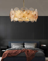 Aster Modern Glass Chandelier Pendant Light for Living Room and Dining Areas in Gold Finish