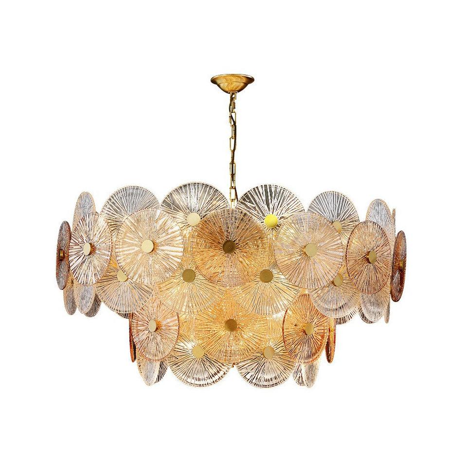 Aster Modern Glass Chandelier Pendant Light for Living Room and Dining Areas in Gold Finish
