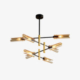 Astrid Double Glass Shade Ceiling Chandelier Modern Linear Lighting Fixture
