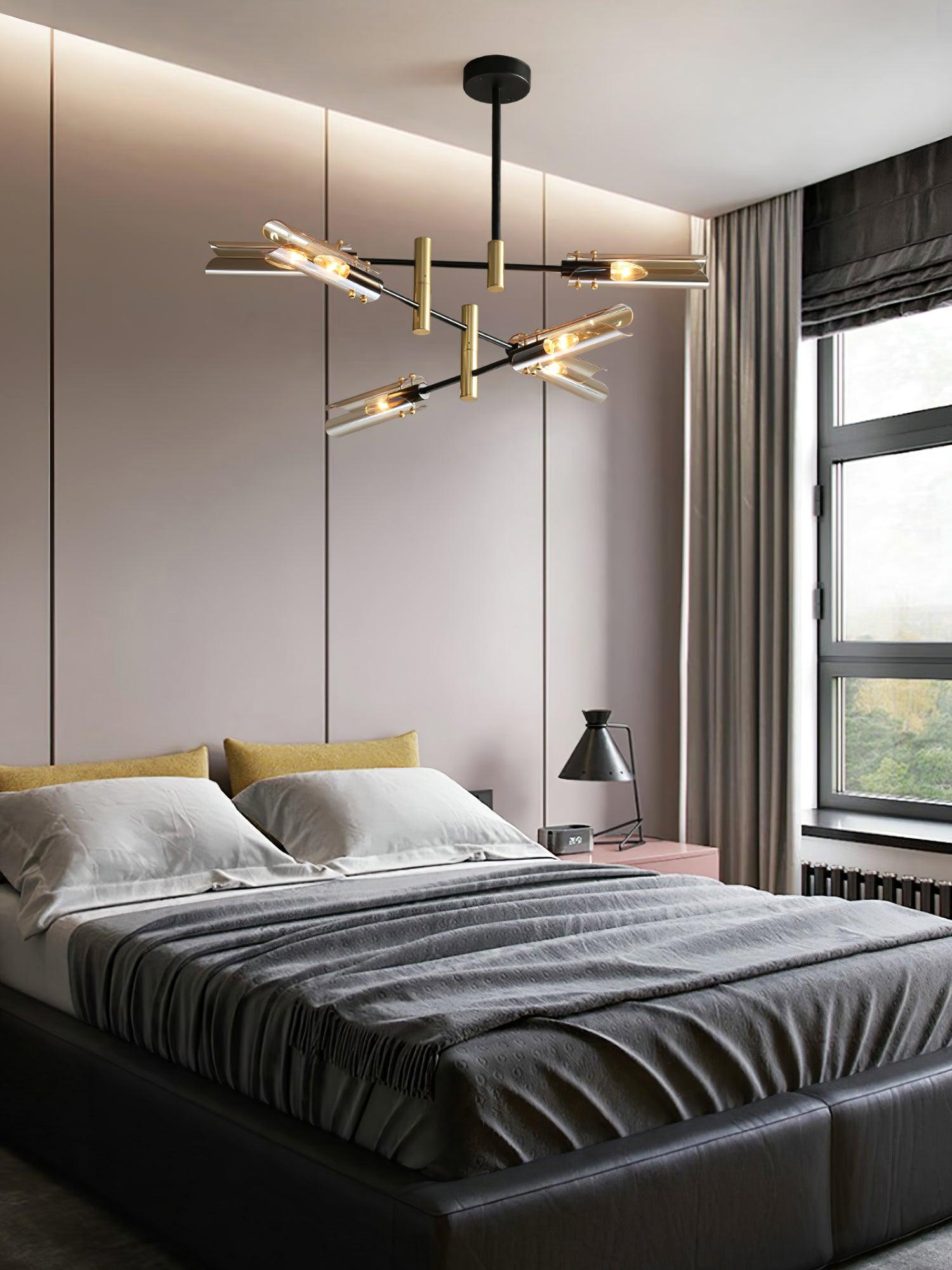 Astrid Double Glass Shade Ceiling Chandelier Modern Linear Lighting Fixture