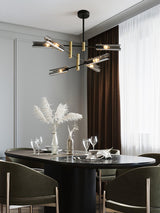 Astrid Double Glass Shade Ceiling Chandelier Modern Linear Lighting Fixture