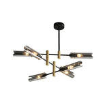 Astrid Double Glass Shade Ceiling Chandelier Modern Linear Lighting Fixture