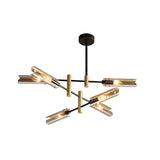 Astrid Double Glass Shade Ceiling Chandelier Modern Linear Lighting Fixture