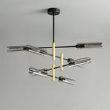 Astrid Double Glass Shade Ceiling Chandelier Modern Linear Lighting Fixture