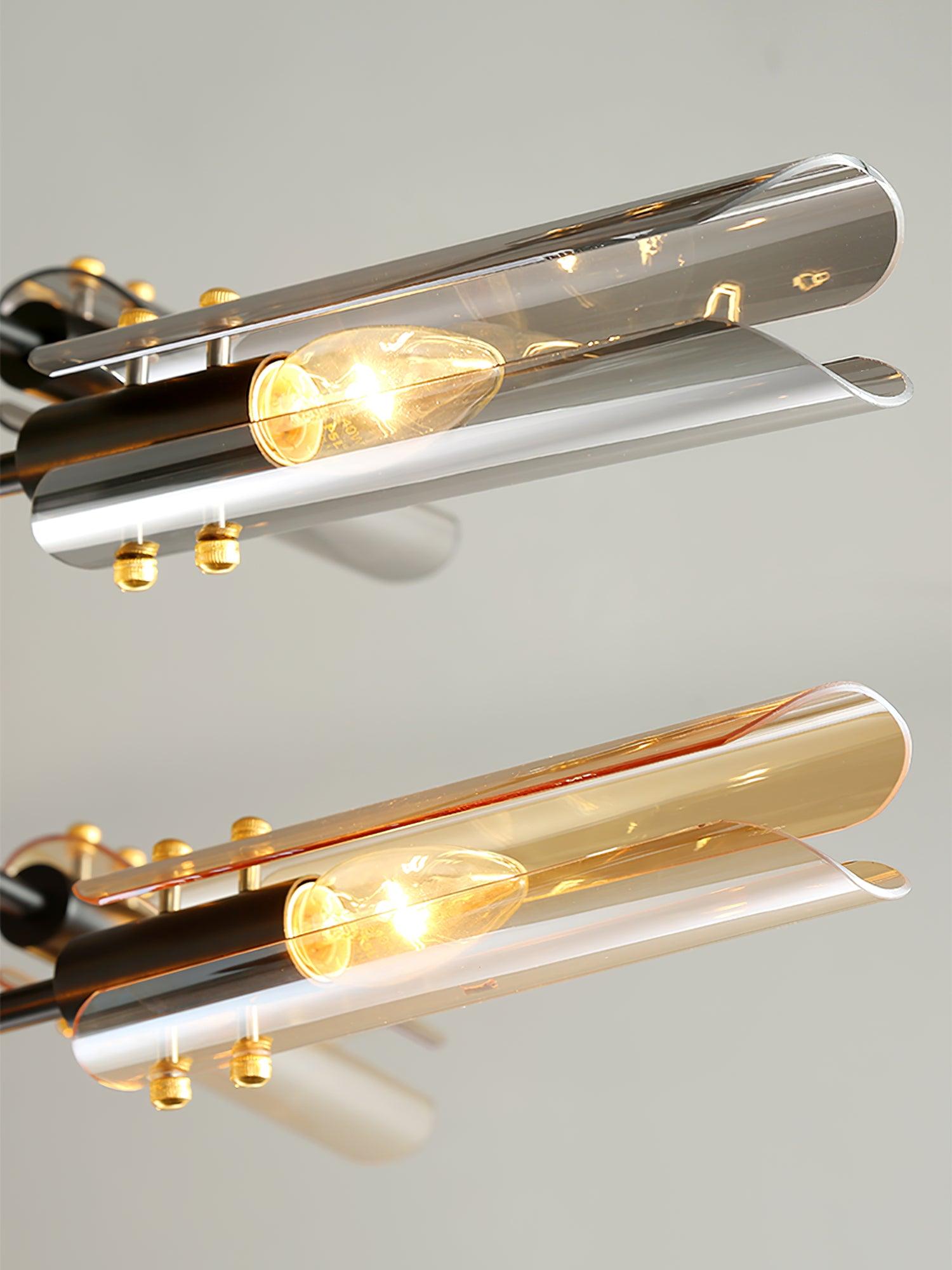 Astrid Double Glass Shade Ceiling Chandelier Modern Linear Lighting Fixture