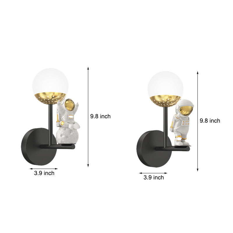 Astronaut Moon LED Wall Light Fixture with 3 Step Dimming for Modern Kids Room Decor