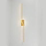 Asymmetric Linear Strip Wall Light Modern LED Brass Sconce for Hallway and Bedroom