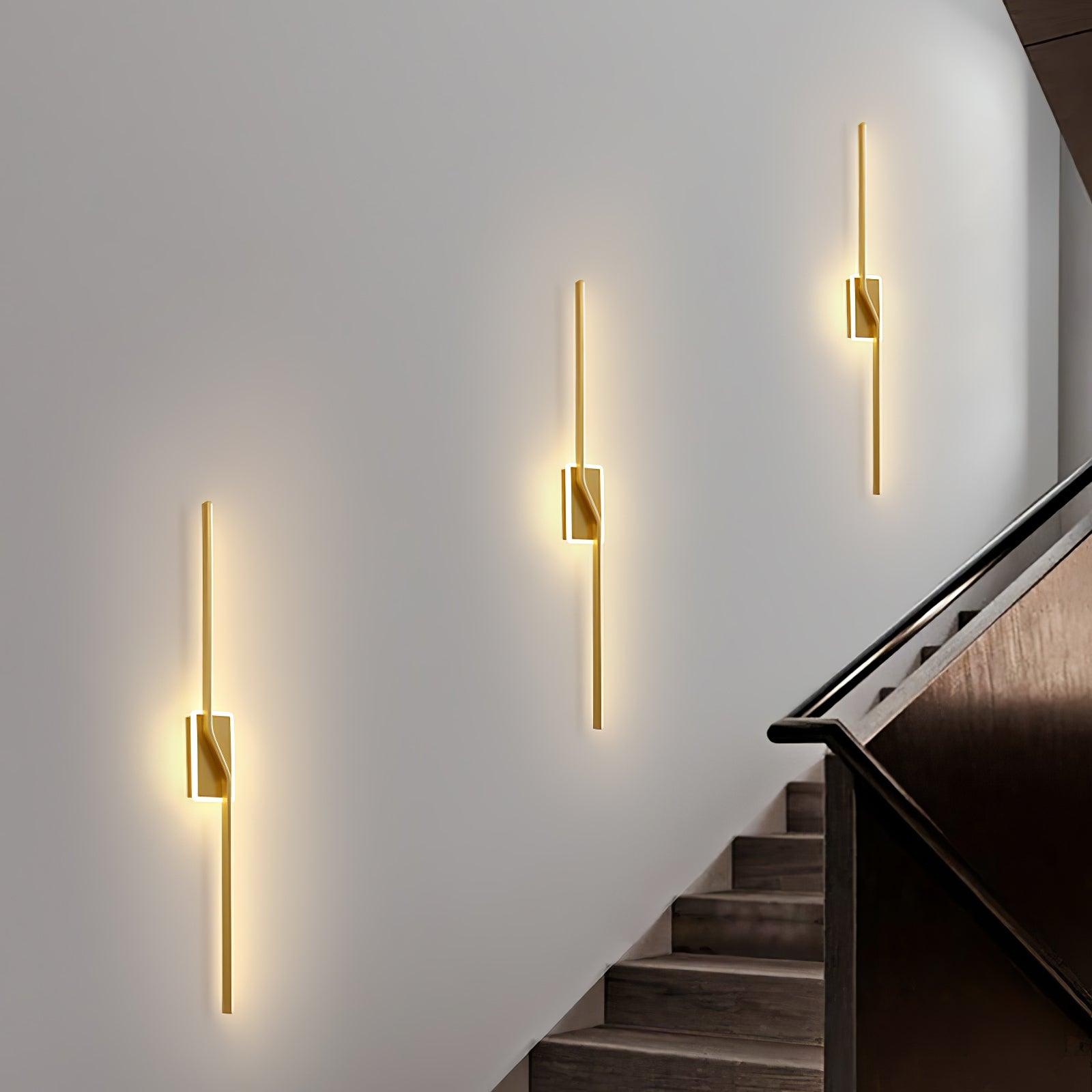 Asymmetric Linear Strip Wall Light Modern LED Brass Sconce for Hallway and Bedroom