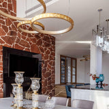 Aura Ring LED Chandelier Satin Silver Circular Pendant Light with Clear Glass Diffusers
