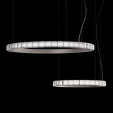 Aura Ring LED Chandelier Satin Silver Circular Pendant Light with Clear Glass Diffusers
