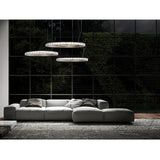 Aura Ring LED Chandelier Satin Silver Circular Pendant Light with Clear Glass Diffusers