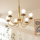 Aureate Radiance Glass Globe Branch Chandelier Elegant Brass Pendant Lighting