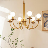 Aureate Radiance Glass Globe Branch Chandelier Elegant Brass Pendant Lighting