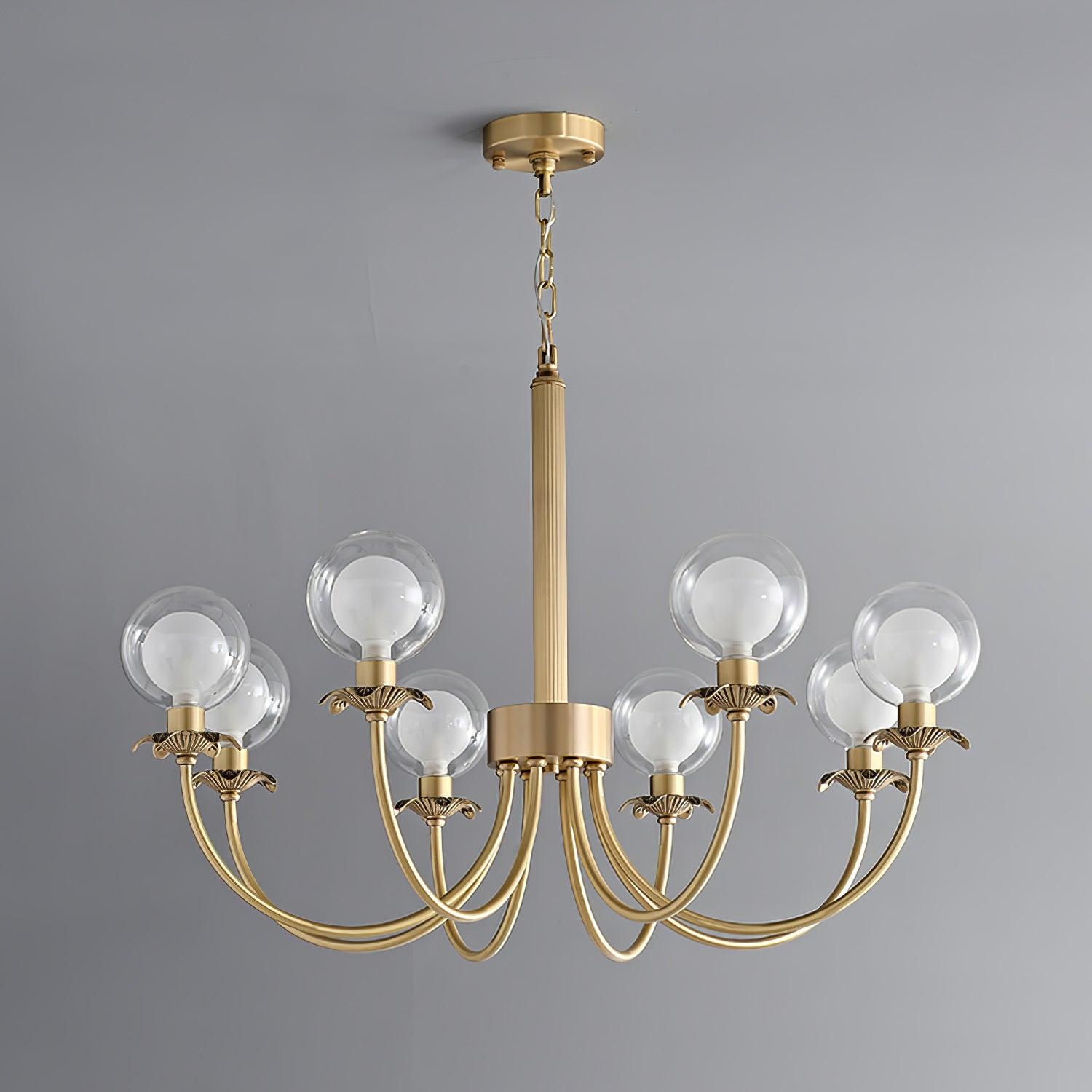 Aureate Radiance Glass Globe Branch Chandelier Elegant Brass Pendant Lighting