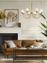 Aureate Radiance Glass Globe Branch Chandelier Elegant Brass Pendant Lighting
