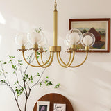 Aureate Radiance Glass Globe Branch Chandelier Elegant Brass Pendant Lighting