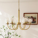 Aureate Radiance Glass Globe Branch Chandelier Elegant Brass Pendant Lighting
