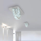Modern Circular Crystal Flush Mount LED Ceiling Light with Electroplated Metal Finish