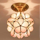 Modern Flower Glass Flush Mount Ceiling Light Copper Brass LED Hallway Fixture