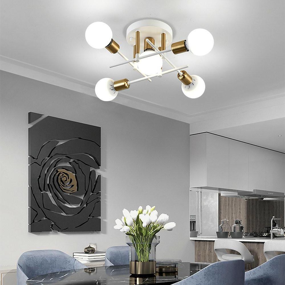 Geometric Nordic Semi Flush Mount Ceiling Light 5 Light Metal Artistic Fixture for Modern Home Lighting