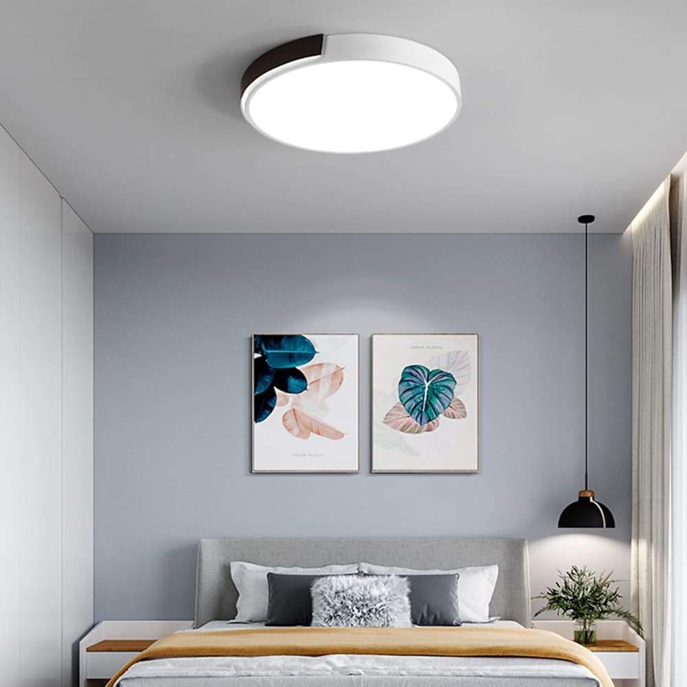 Dimmable Circular Modern LED Flush Mount Ceiling Light 20 Inch Nordic Metal 36W Fixture for Living Room Bedroom