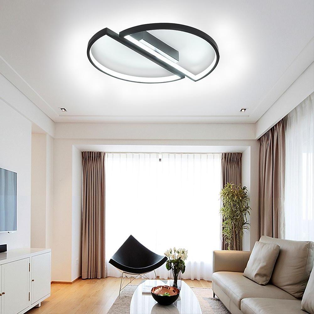 Modern Semi Circle LED Flush Mount Ceiling Light Dimmable Geometric Lighting for Bedrooms and Living Rooms