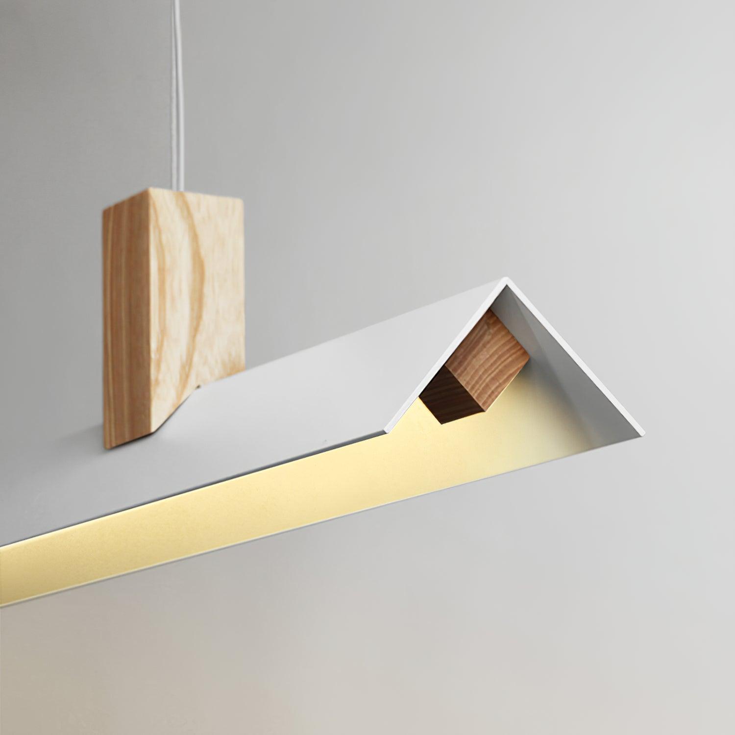 Axis T Wooden Linear LED Pendant Light for Kitchen Island Farmhouse Hanging Ceiling Fixture